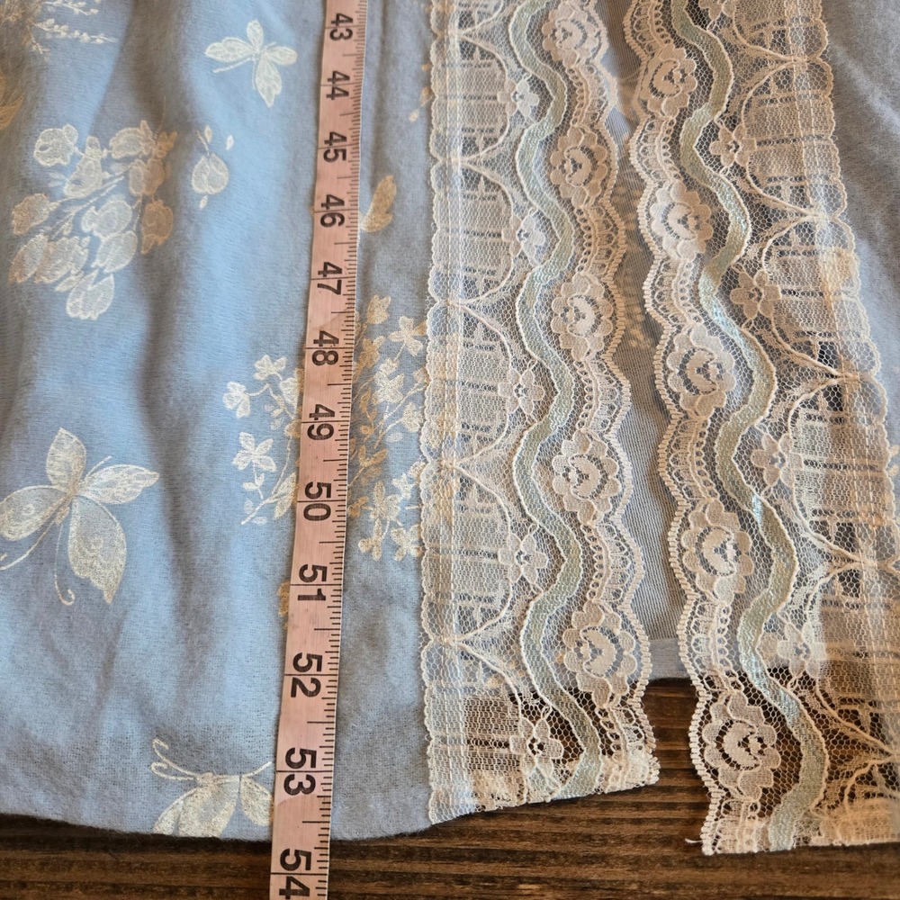 Vintage 60s Robe Womens Large Light Blue Floral Butterfly Lace Duster Peignoir‎ - Picture 5 of 7